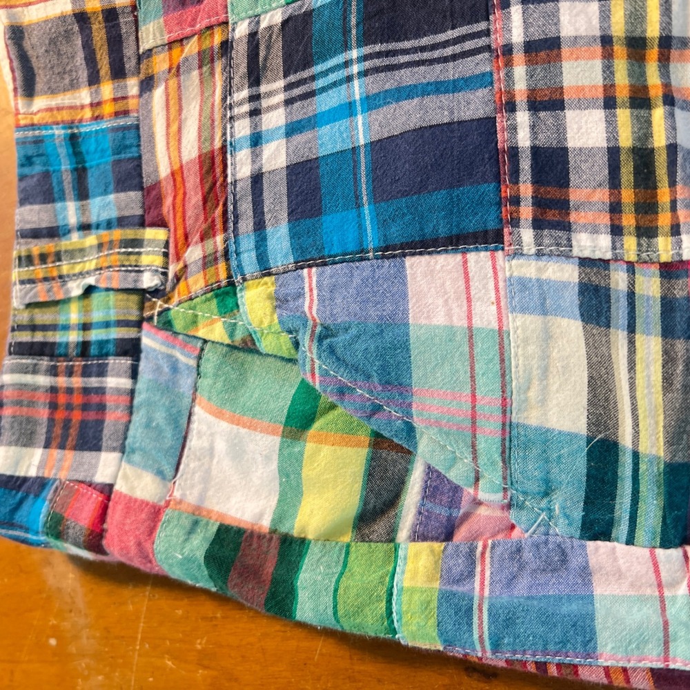 J.Crew Patchwork Madras Shorts 14 Womens City Fit Plaid Preppy Summer Coastal - Picture 7 of 10